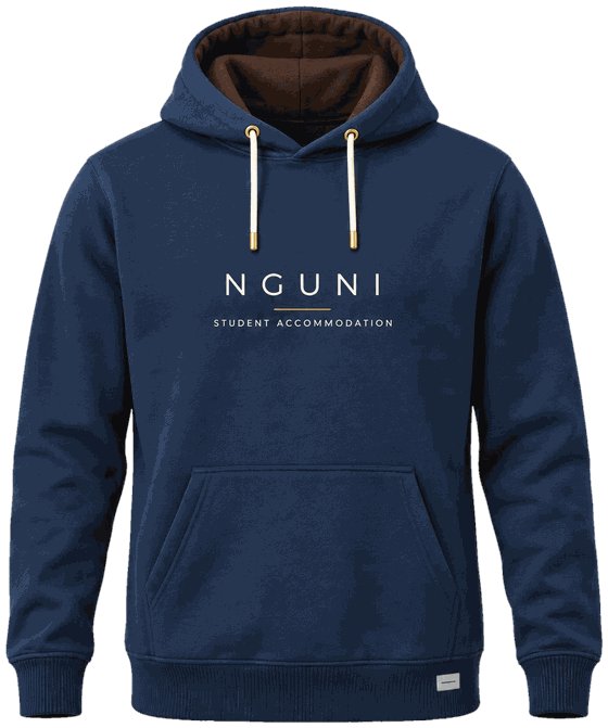 The front of the Nguni hoodie, with NGUNI across the chest